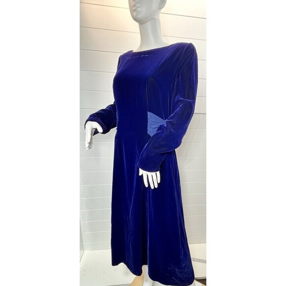 Talbots VTG 12 Purple Velvet Holiday Formal Maxi Dress Victorian Goth Regency - Picture 1 of 12